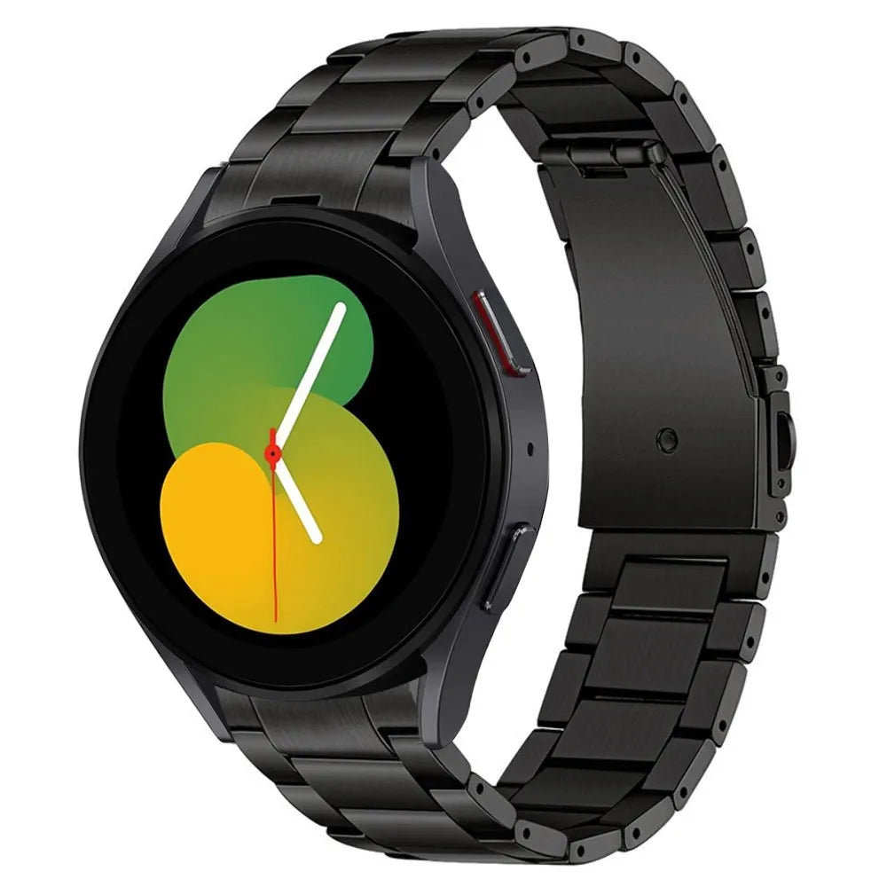 Titanium Strap, black, on a watch, 3/4 front view