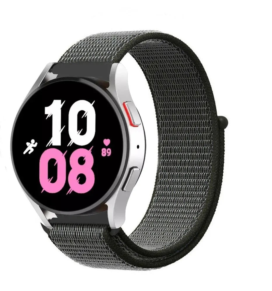 Nylon Strap, green, on a watch, 3/4 front view