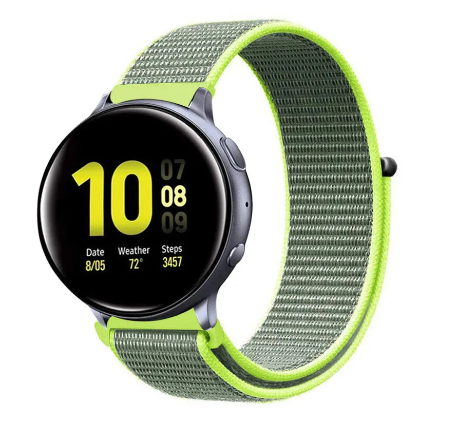 Nylon Strap, fluorescent, on a watch, 3/4 front view