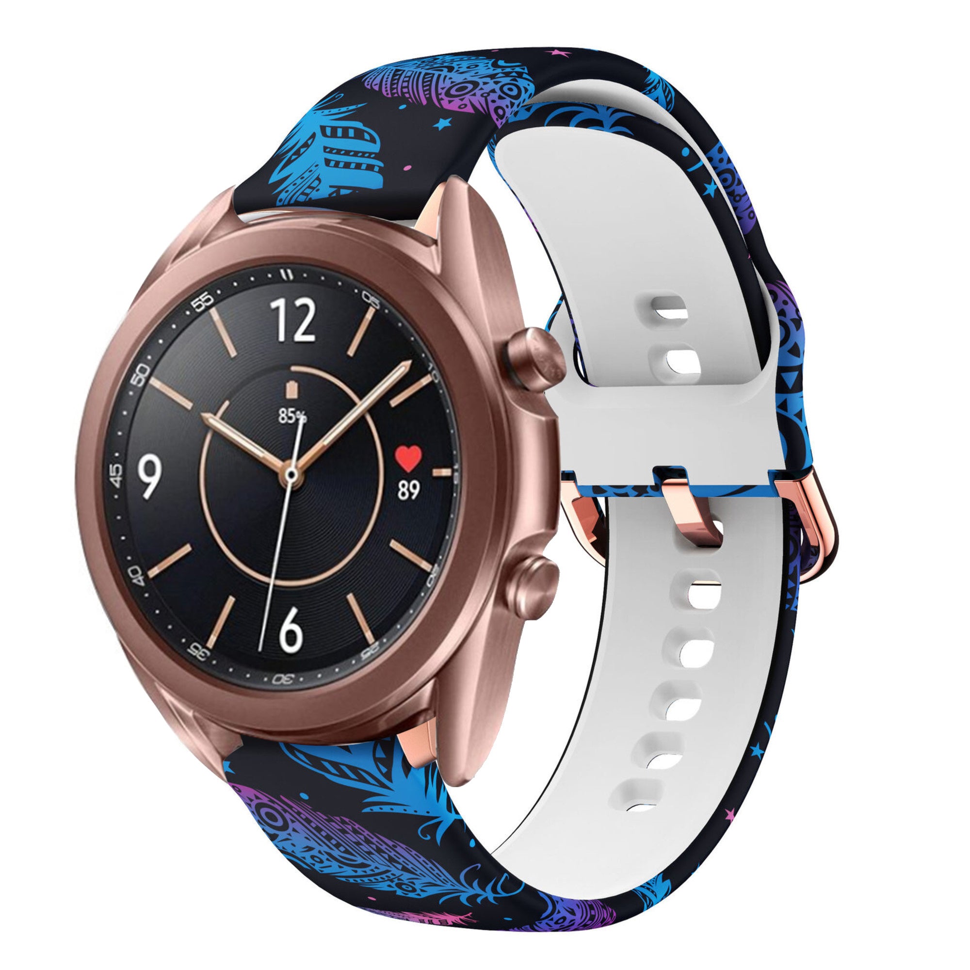 Print Silicone Strap, on a watch, 3/4 front view