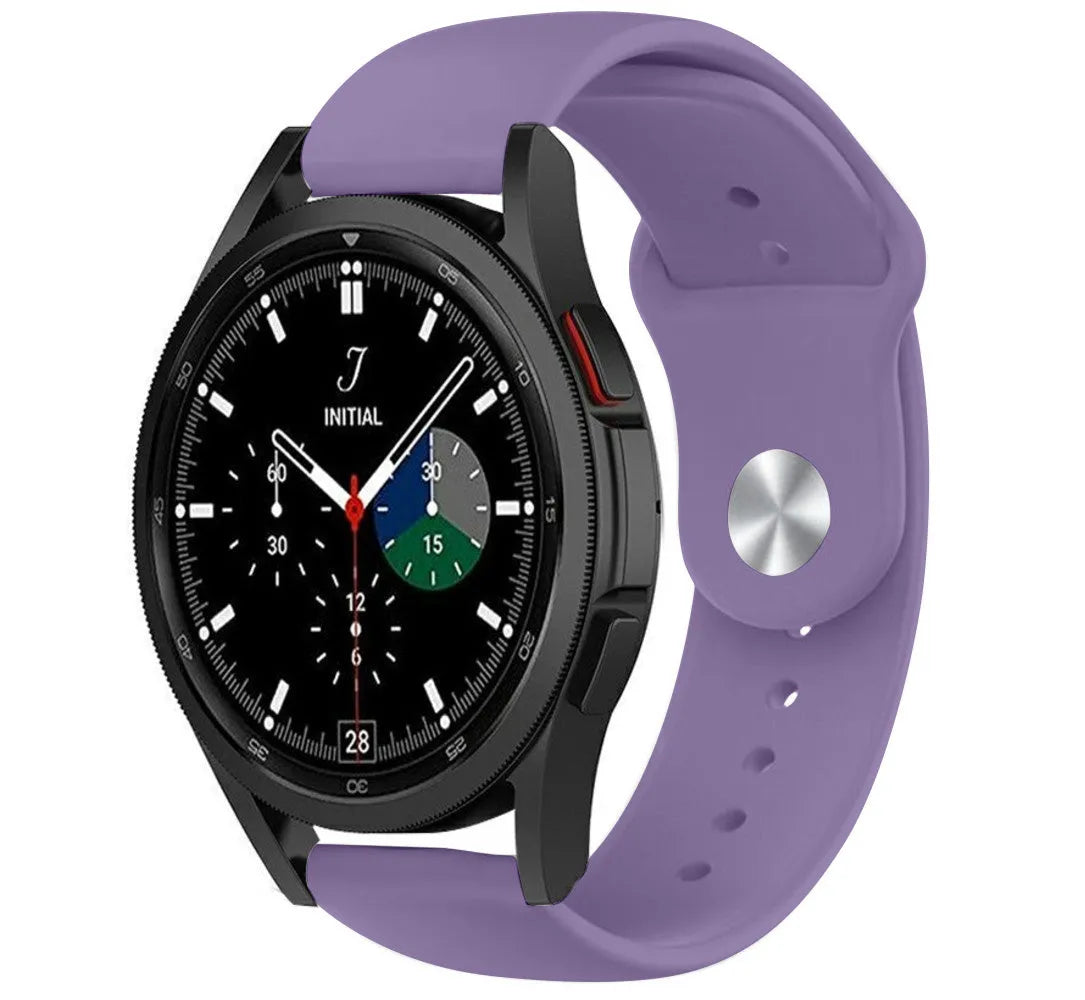 Silicone Sport Strap, lilac, on a watch, 3/4 front view