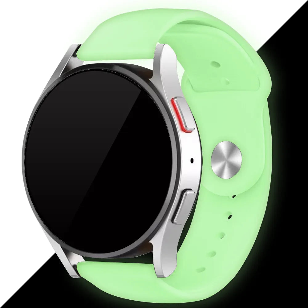 Silicone Glow in the Dark Strap, lime, on a watch, 3/4 front view