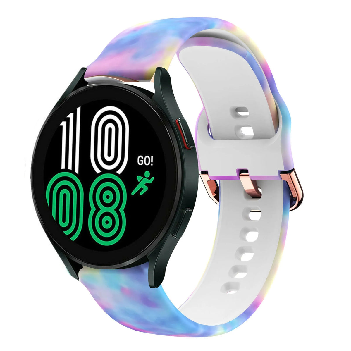 Print Silicone Strap, on a watch, 3/4 front view