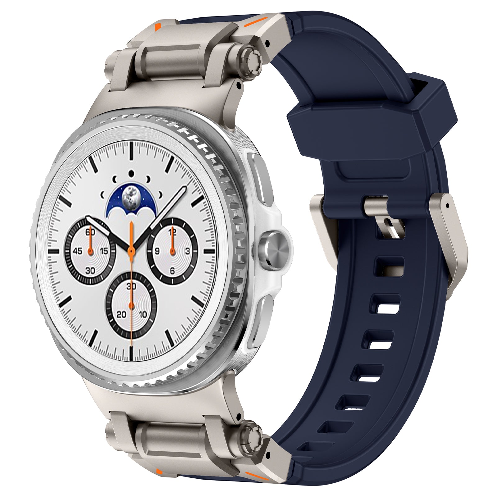 Samsung Galaxy Watch 8 Classic 'Explorer' Silicone Strap (Blue with Titanium)