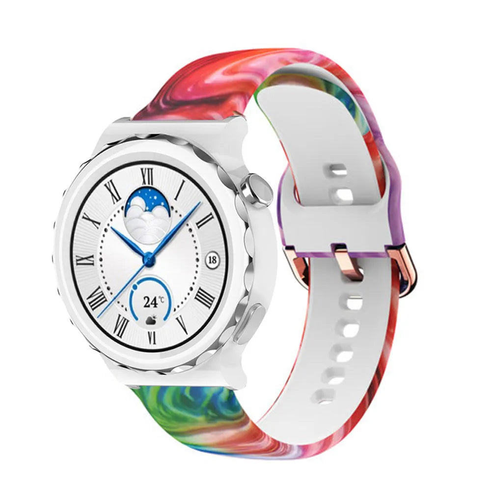 Print Silicone Strap, on a watch, 3/4 front view