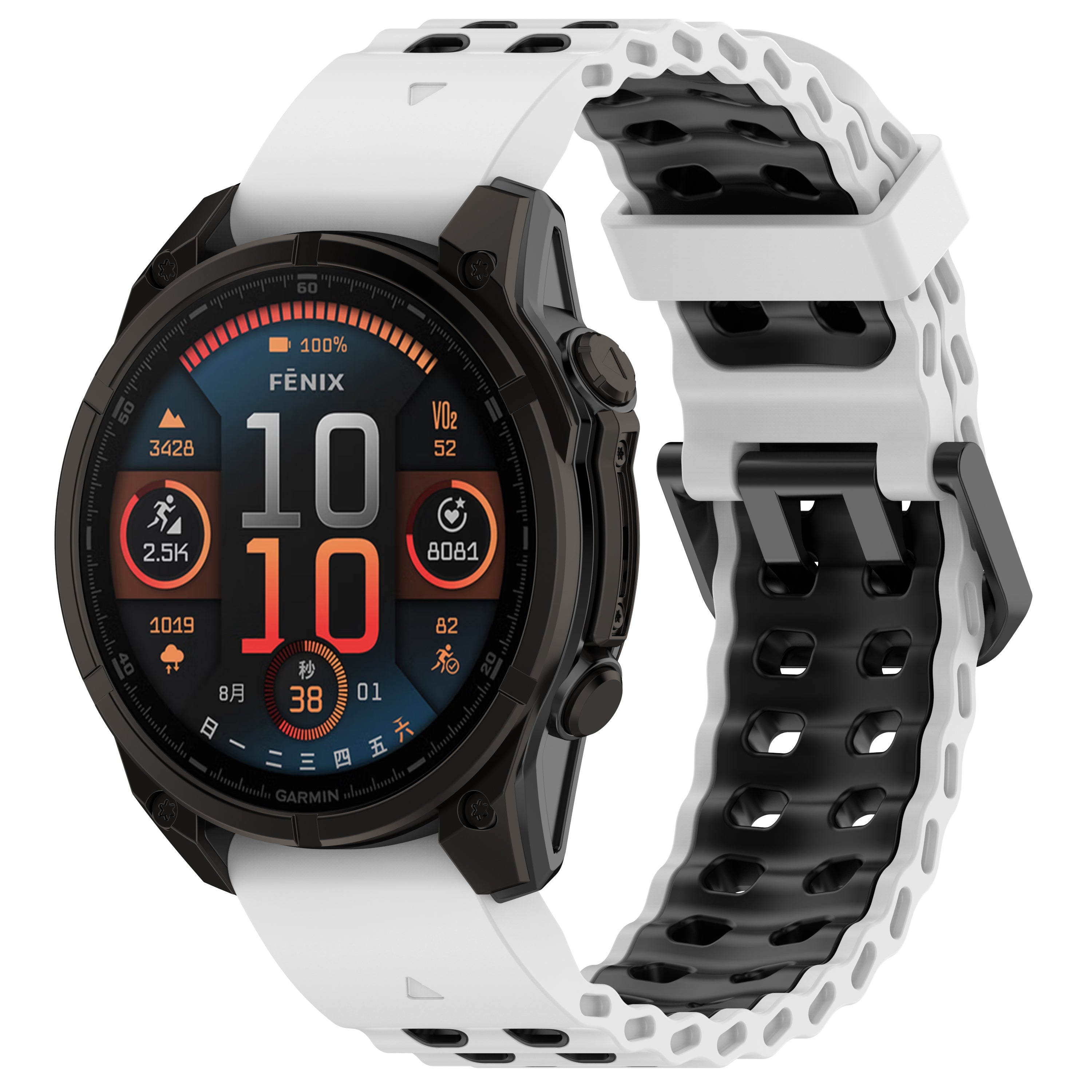 Garmin Fenix 5x / 6x Wave Sport Strap (White/Black)