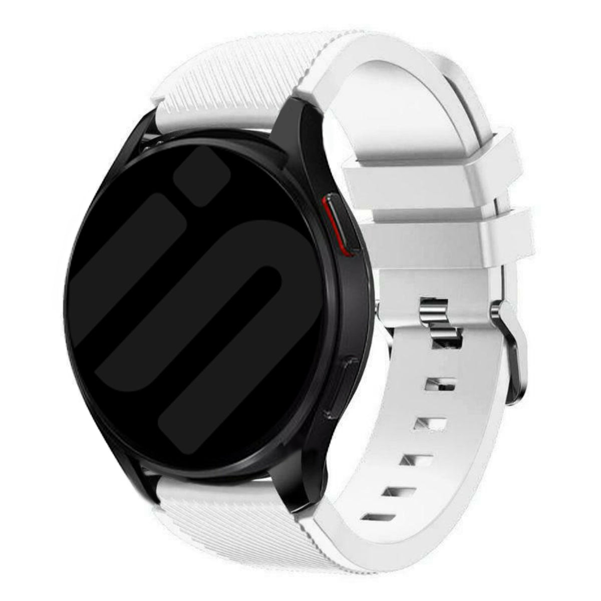 Twill Silicone Strap, white, on a watch, 3/4 front view