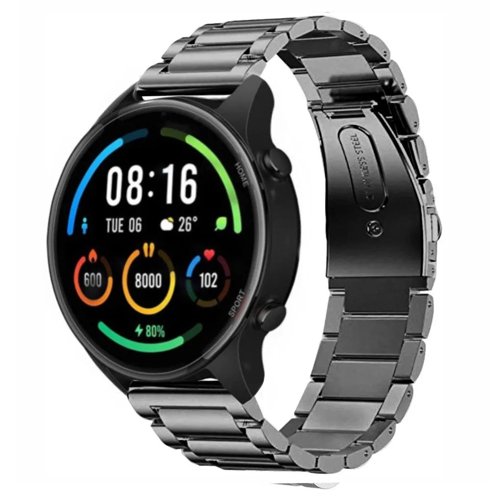 Titanium Strap, graphite, on a watch, 3/4 front view