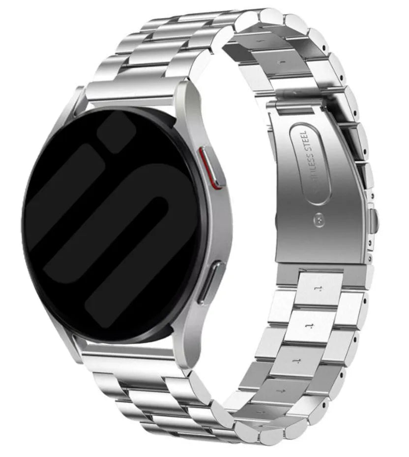 Steel Strap, silver, on a watch, 3/4 front view