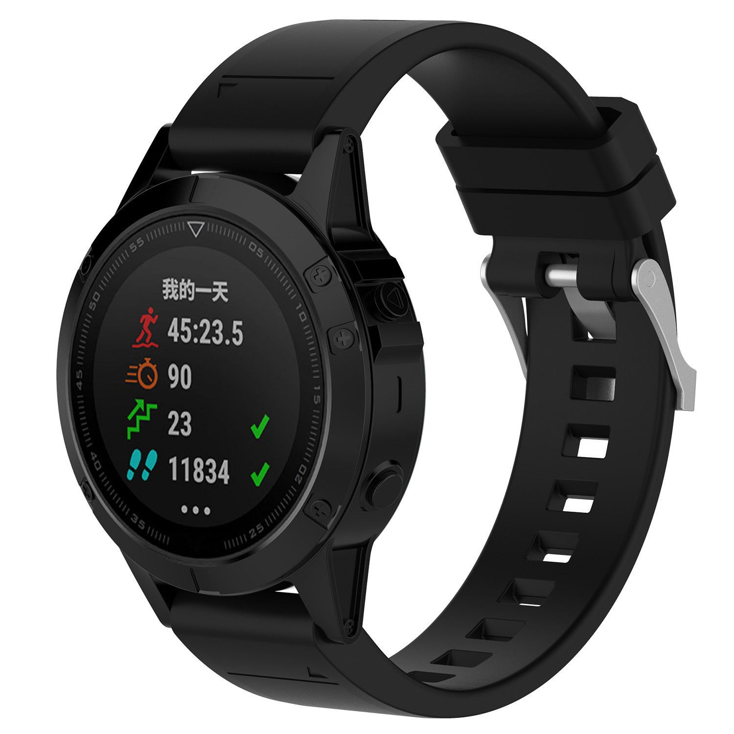 Garmin Fenix 7x Glossy Silicone Strap (Black)