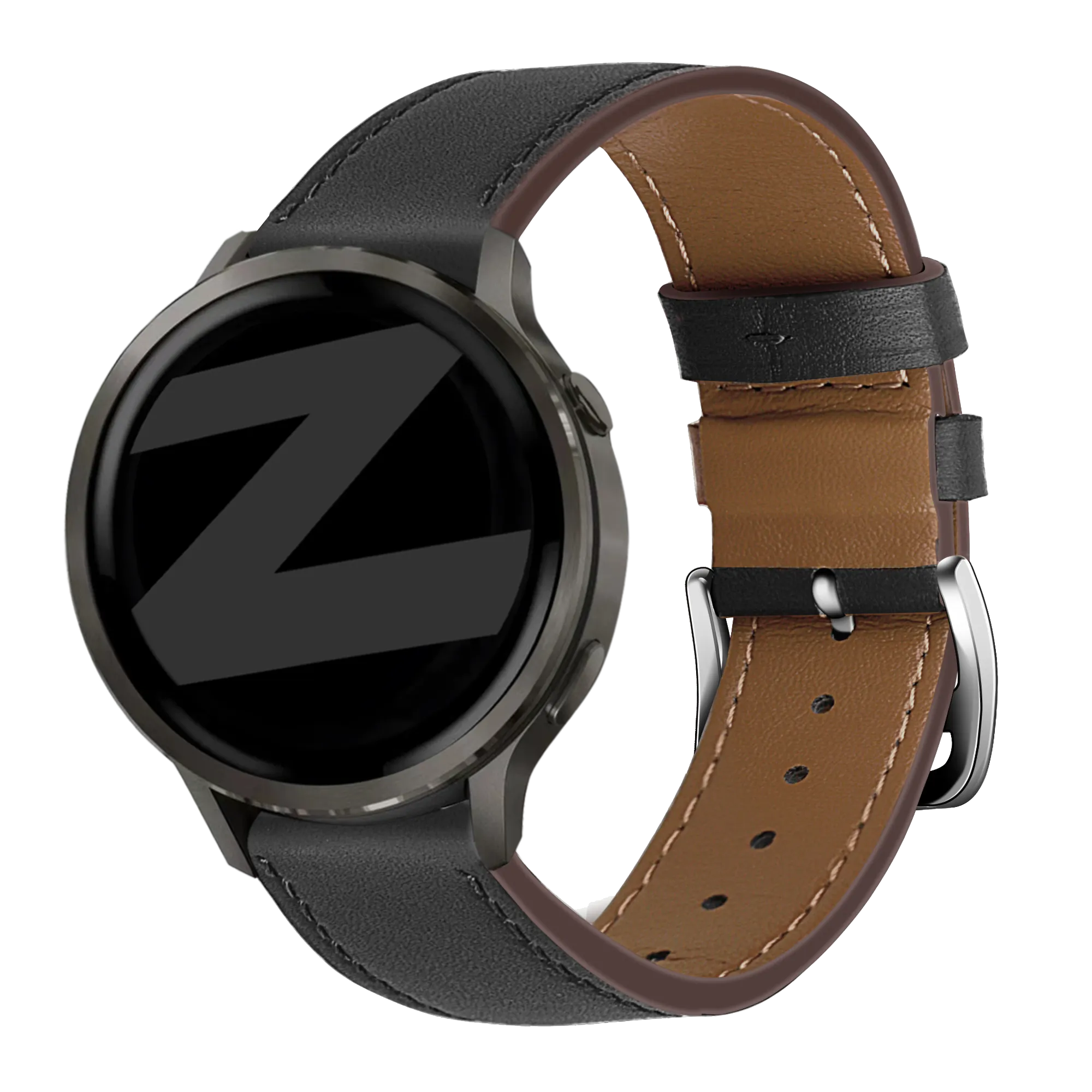 Bandz Garmin Forerunner 265 Leather Strap 'Deluxe' (Black)