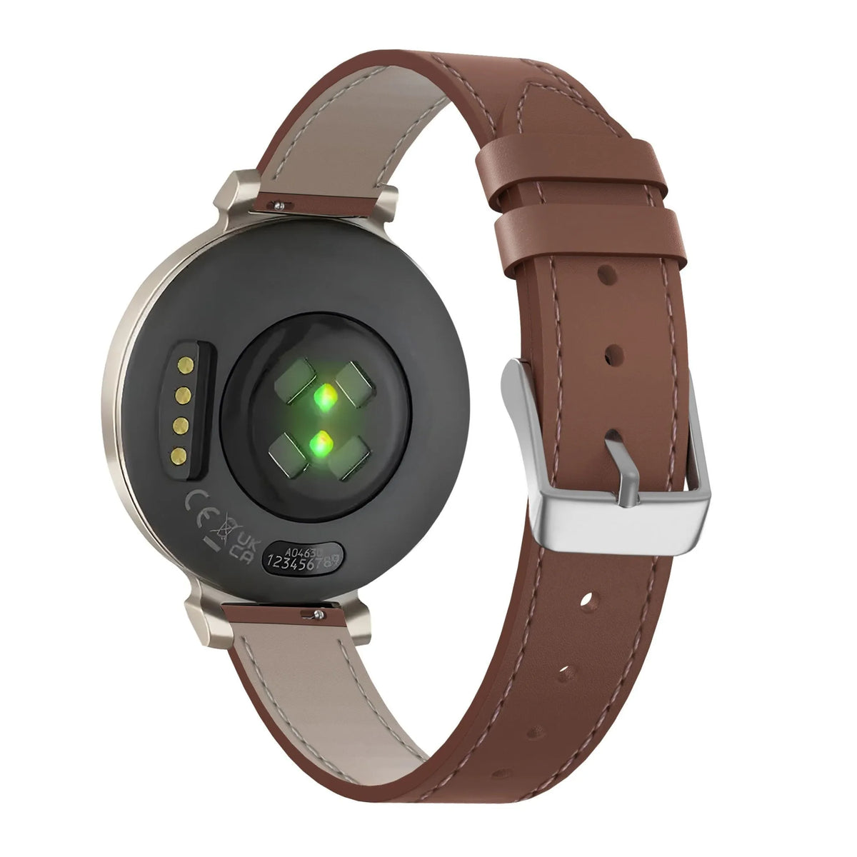 Leather Strap 'Classic', brown, on a watch, 3/4 rear view