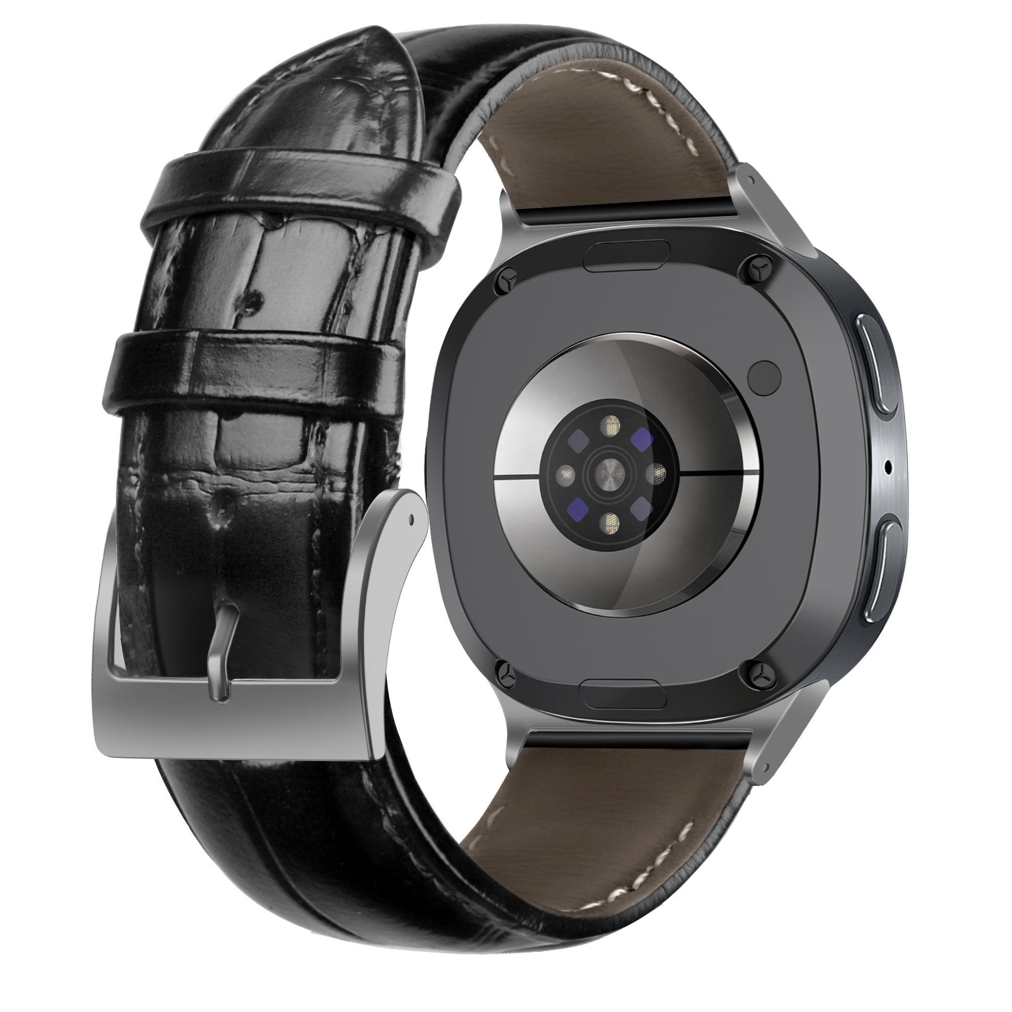 Samsung Galaxy Watch 9 - 44mm Leather Strap Crocodile Grain (Black)