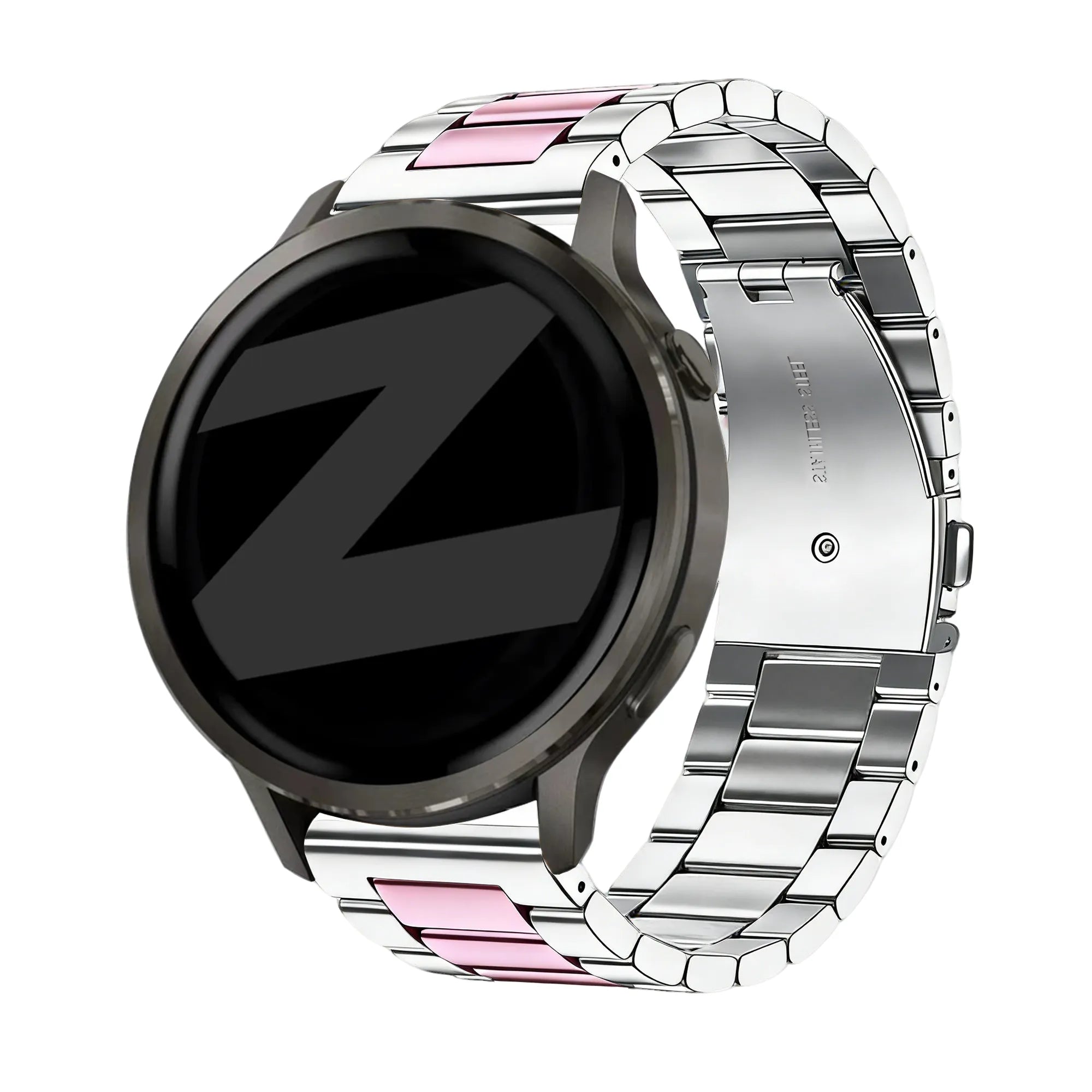 Bandz Garmin Forerunner 265s Steel Strap 'Classic' (Silver/Pink)