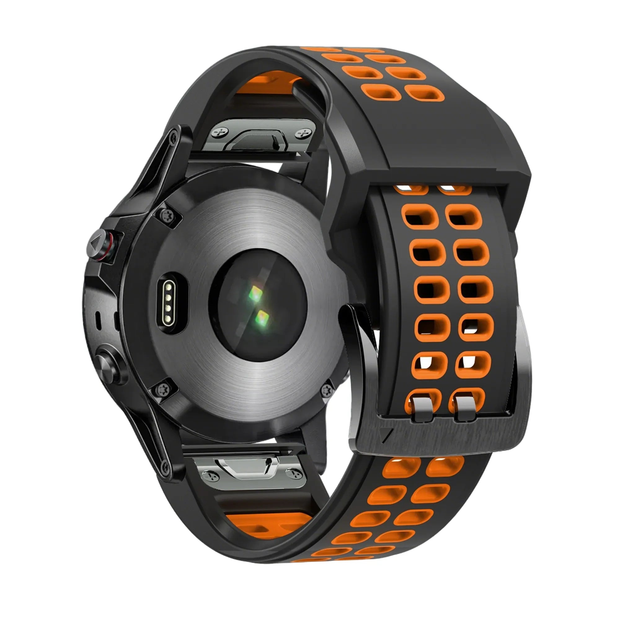 Bandz Garmin Quatix 5 / 6 / 7 Buckled Sport Strap (Black/Orange)