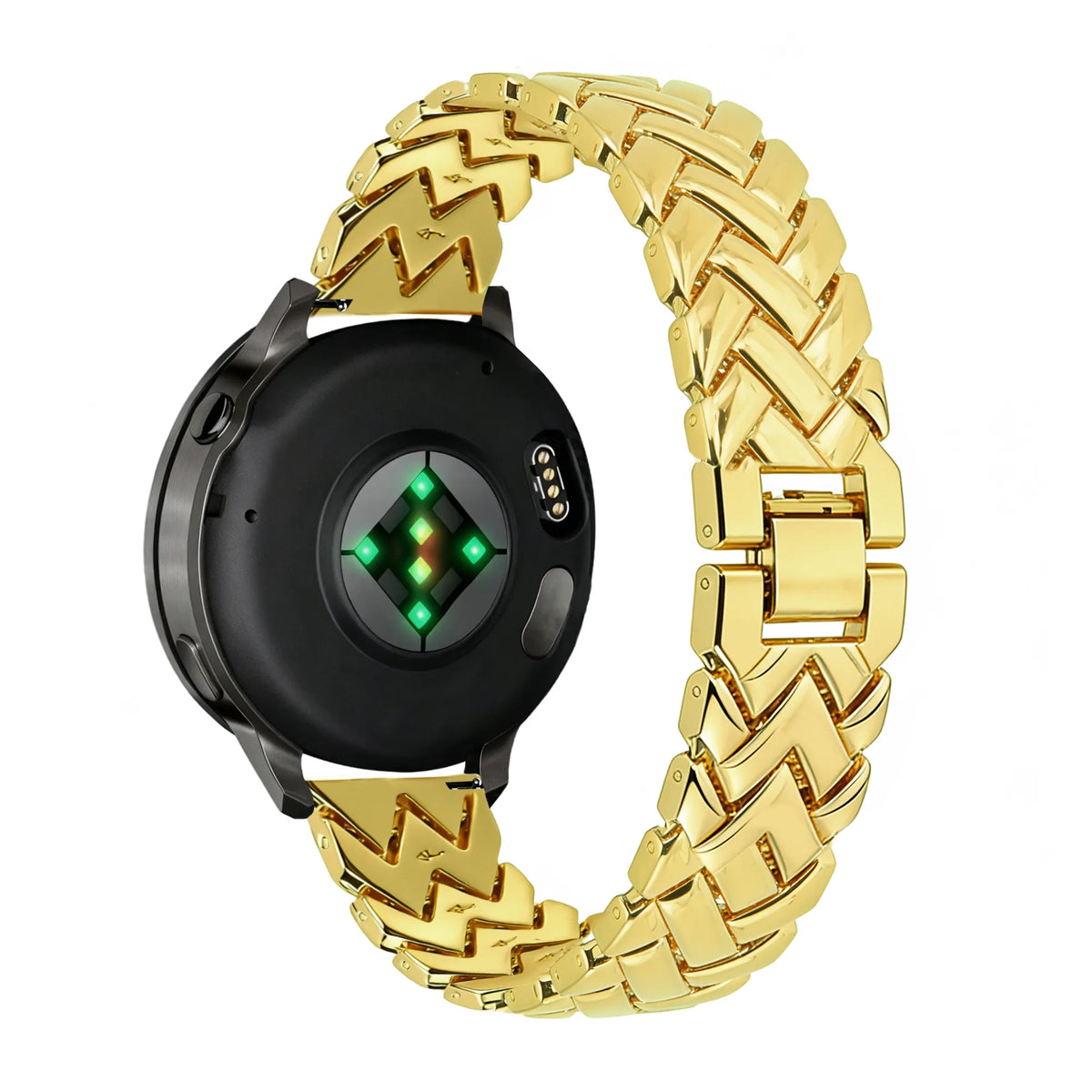 Metal Strap 'V-Type', gold, on a watch, 3/4 rear view