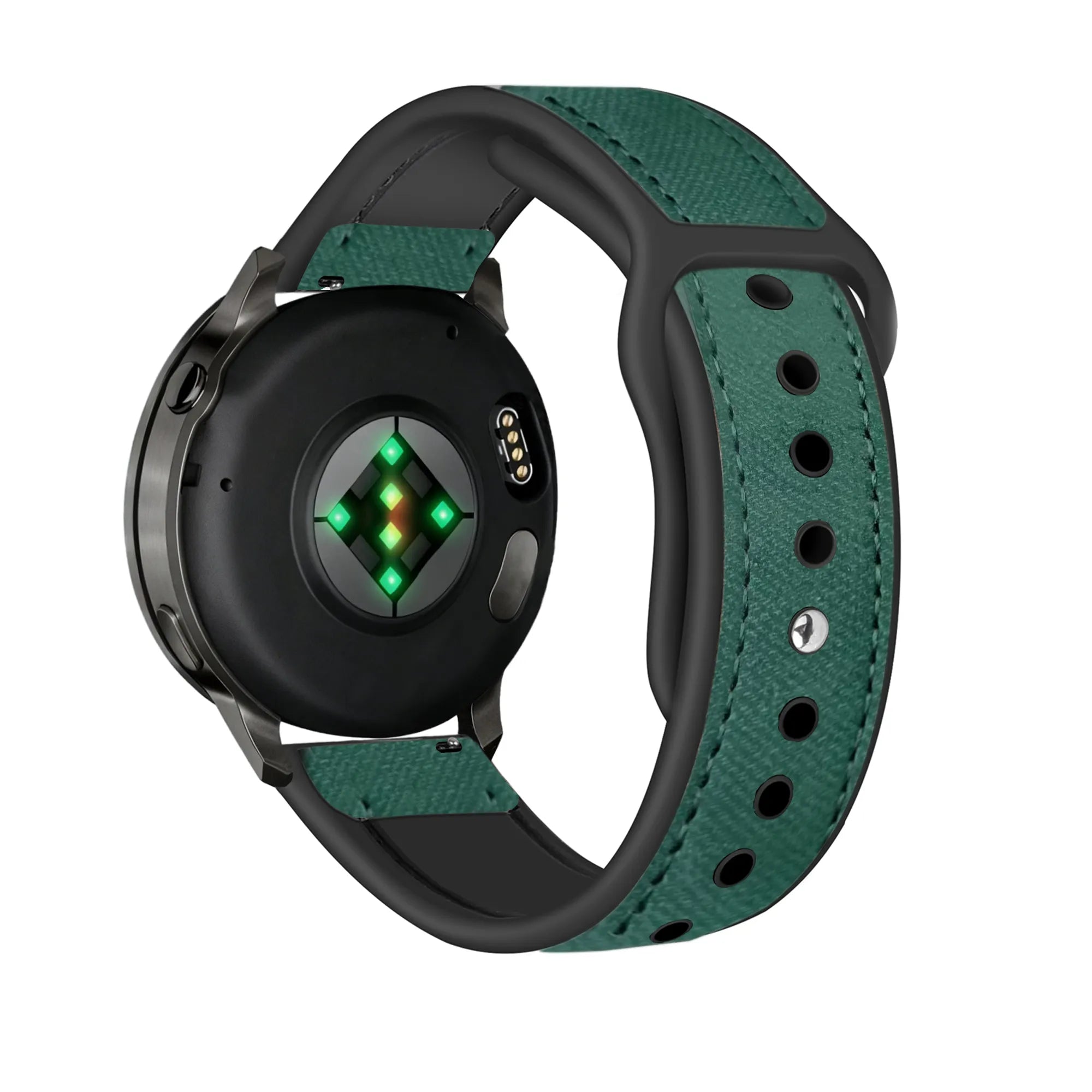 Bandz Garmin Vivoactive 4 Leather Strap 'Hybrid' (Green)