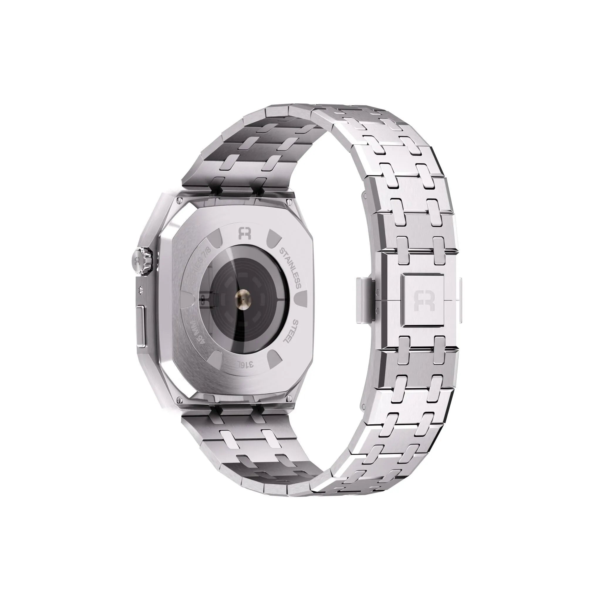 Reqior Apple Watch 45mm Case with Steel Strap (Silver)