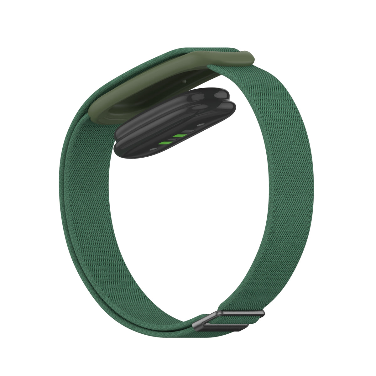 Nylon Elastic Strap, army green, on a watch, 3/4 rear view