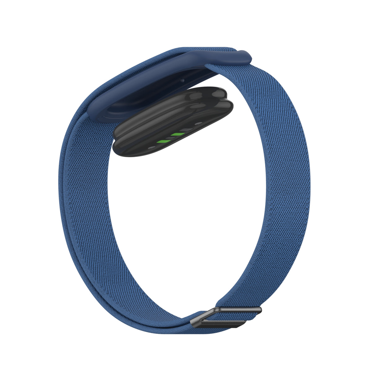 Nylon Elastic Biceps Bracelet, blue, on a watch, 3/4 rear view