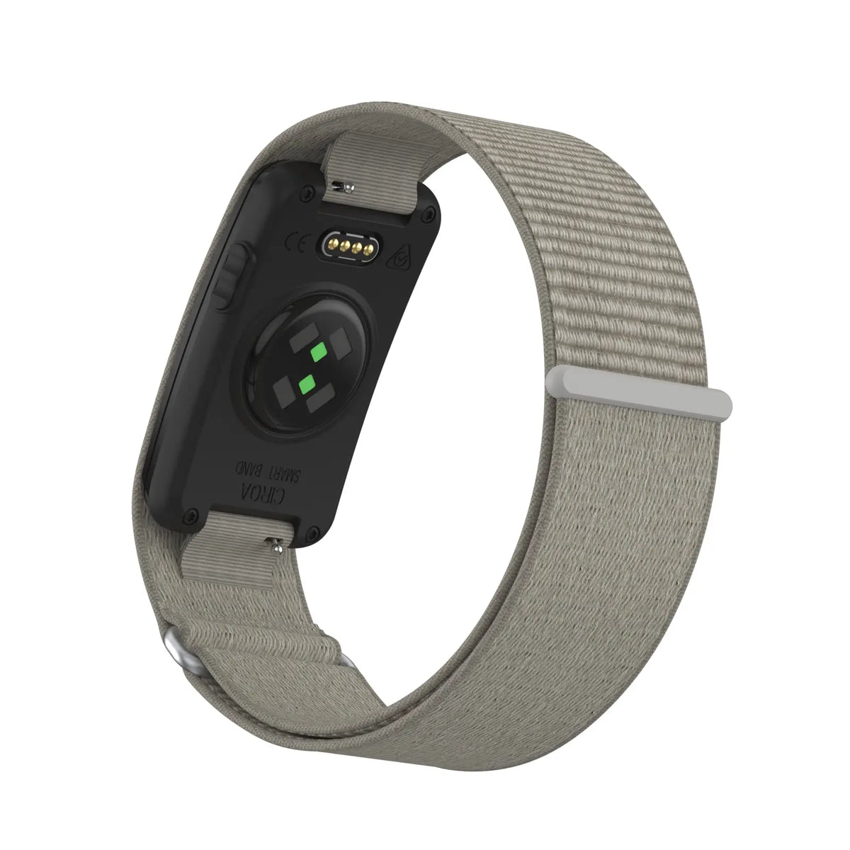 Nylon Strap, beige-grey, on a watch, 3/4 rear view