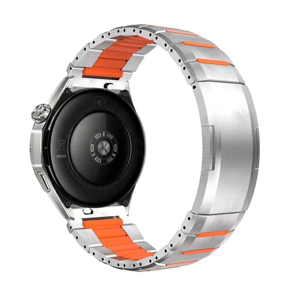 Polar Grit X 'One Push' Steel Hybrid Strap (Titanium/Orange)