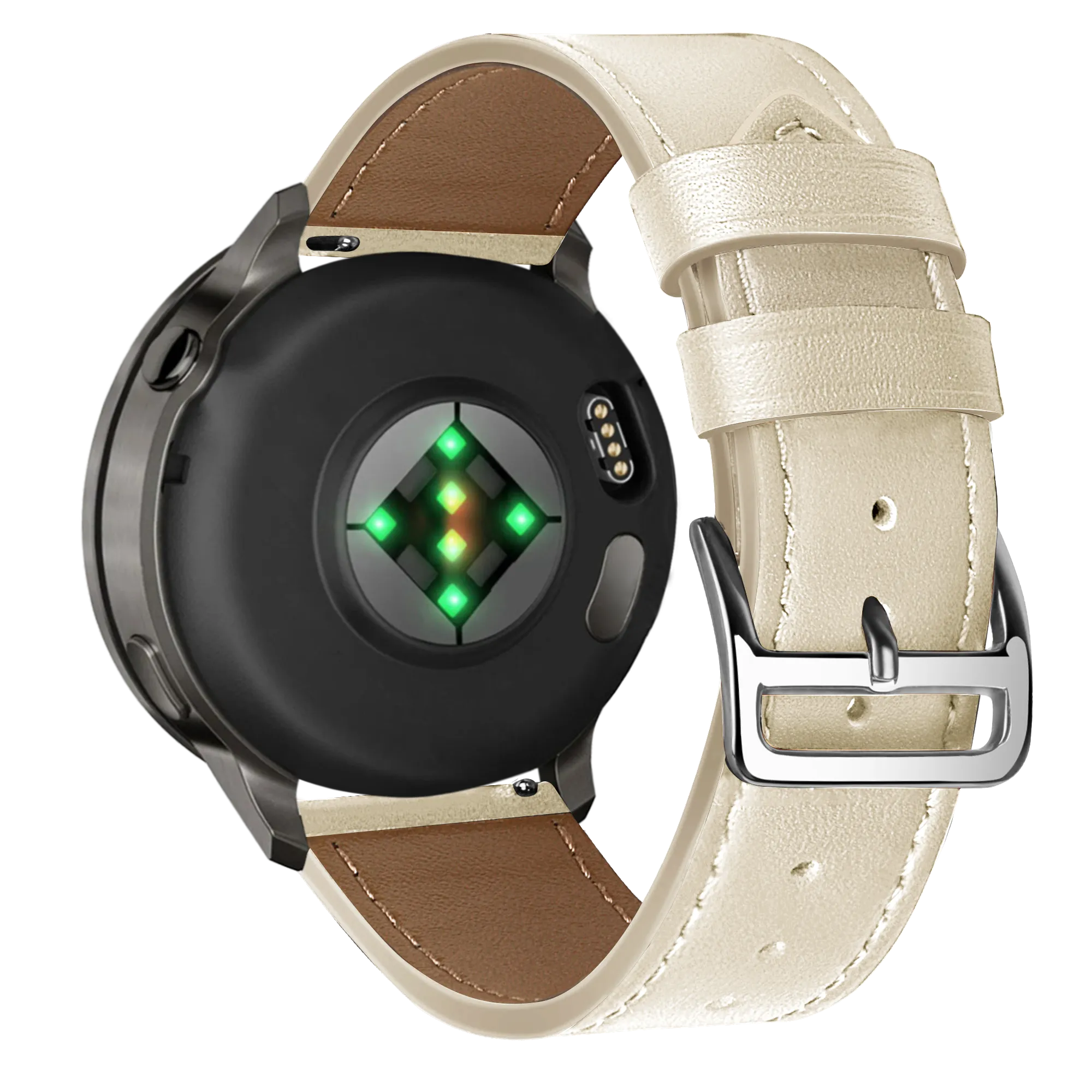 Bandz Garmin Forerunner 265s Leather Strap 'Deluxe' (Beige)