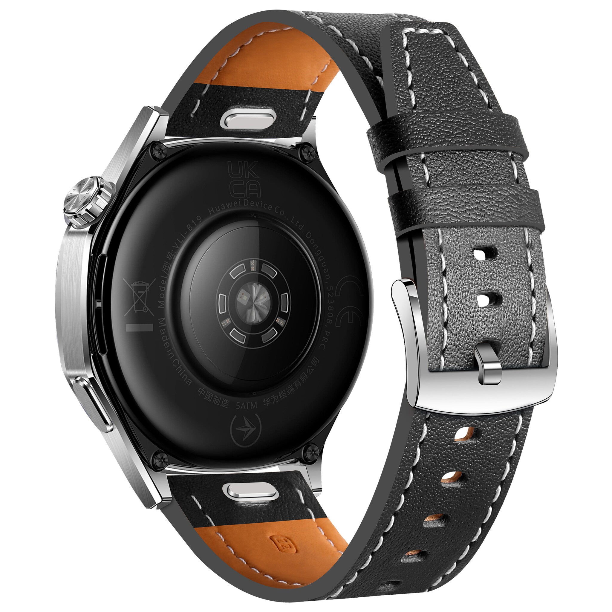 Samsung Galaxy Watch 46mm 'One Push' Leather Strap (Black)