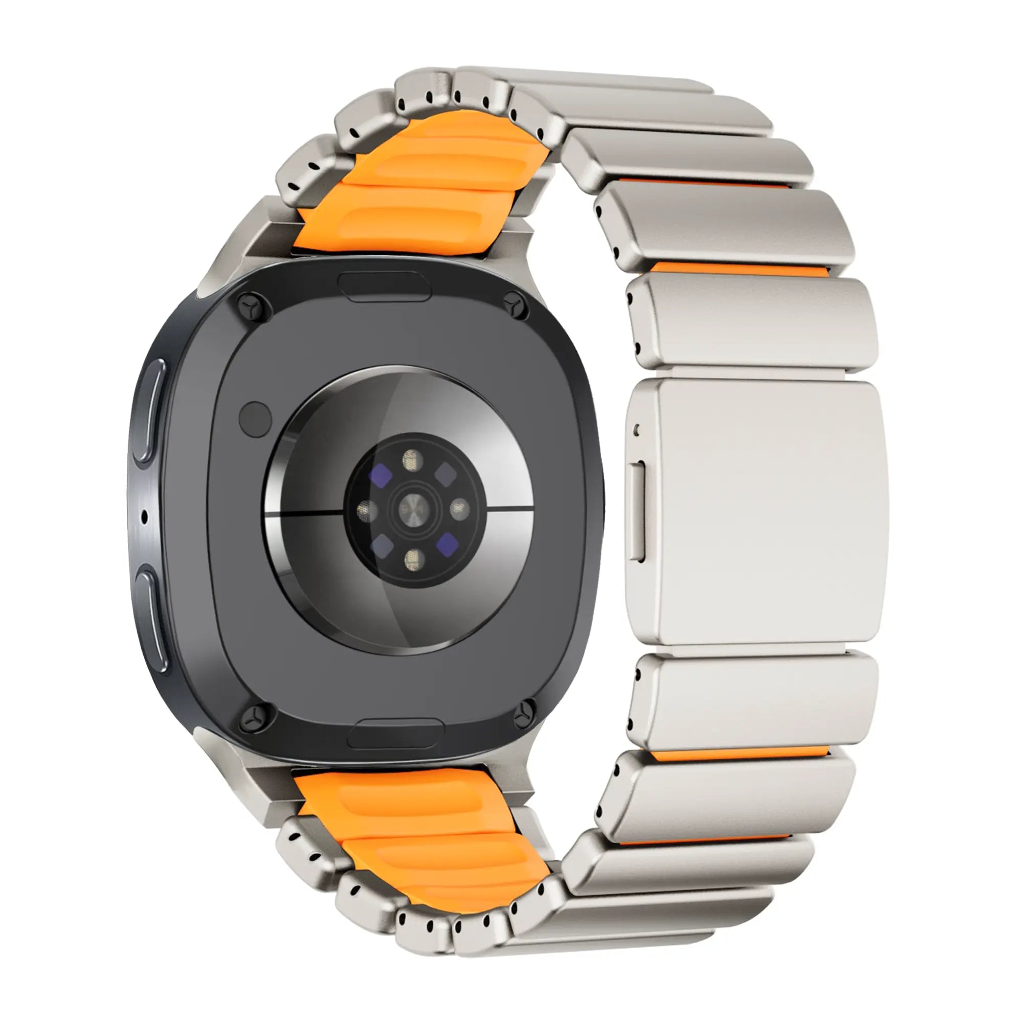 Bandz Samsung Galaxy Watch 9 - 44mm Titanium Strap 'Hybrid' (Titanium/Orange)