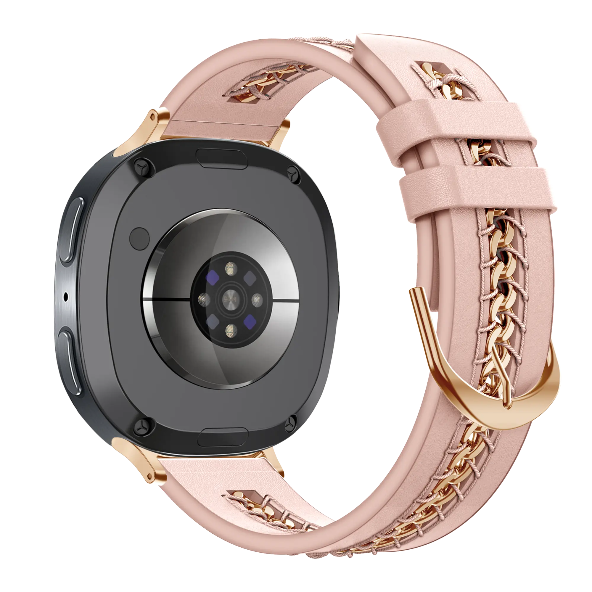 Bandz Samsung Galaxy Watch 9 - 44mm Leather Strap 'Chains' (Pink)