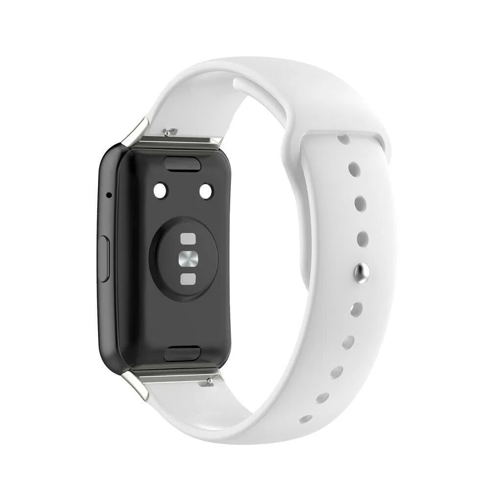 Silicone Sport Strap, white, on a watch, 3/4 rear view