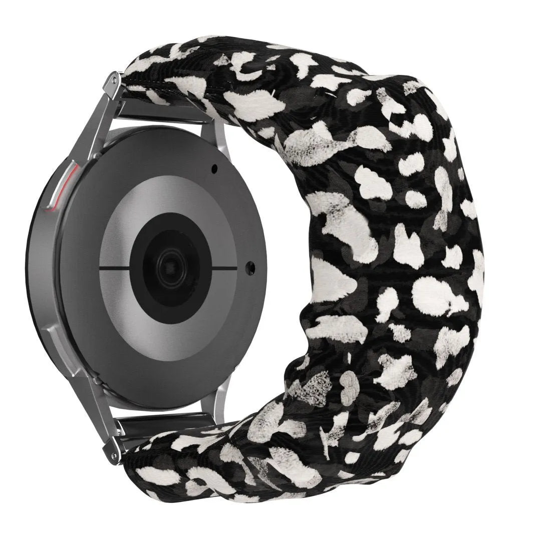 Nylon Scrunchie Strap, spotted, on a watch, 3/4 rear view