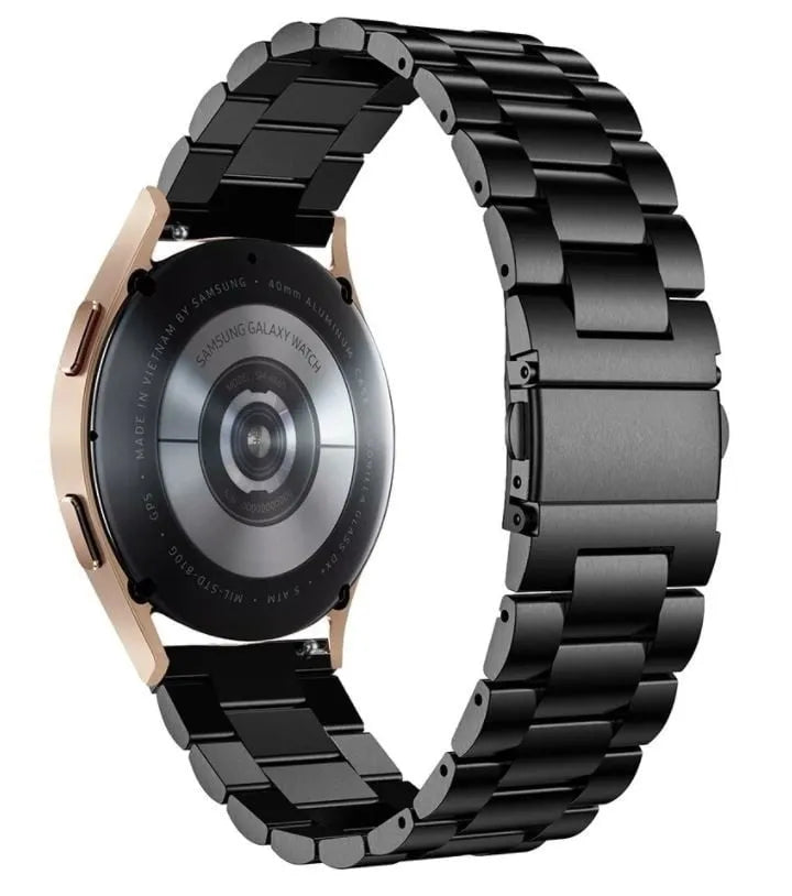 Steel Strap, black, on a watch, 3/4 rear view
