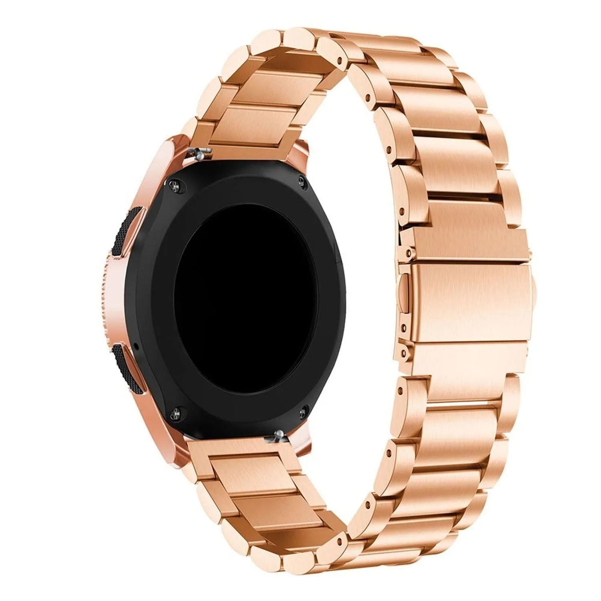 Steel Strap, rose gold, on a watch, 3/4 rear view