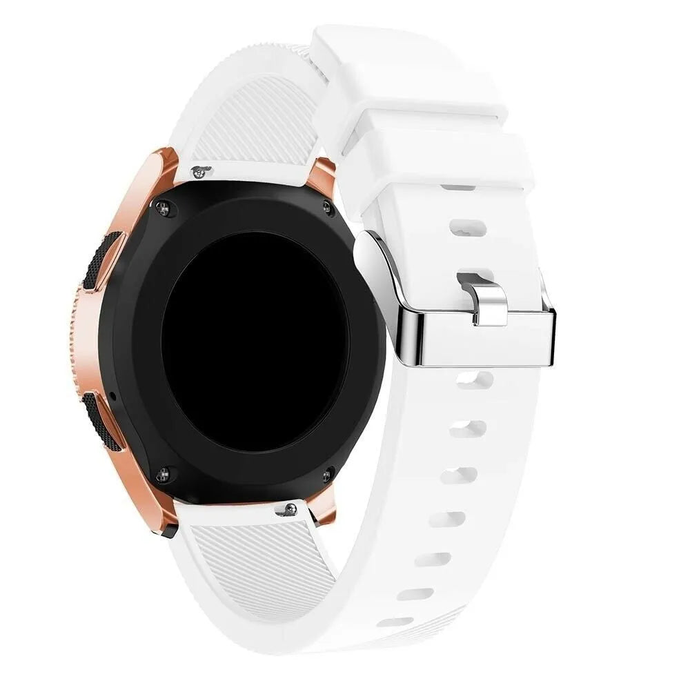 Twill Silicone Strap, white, on a watch, 3/4 rear view