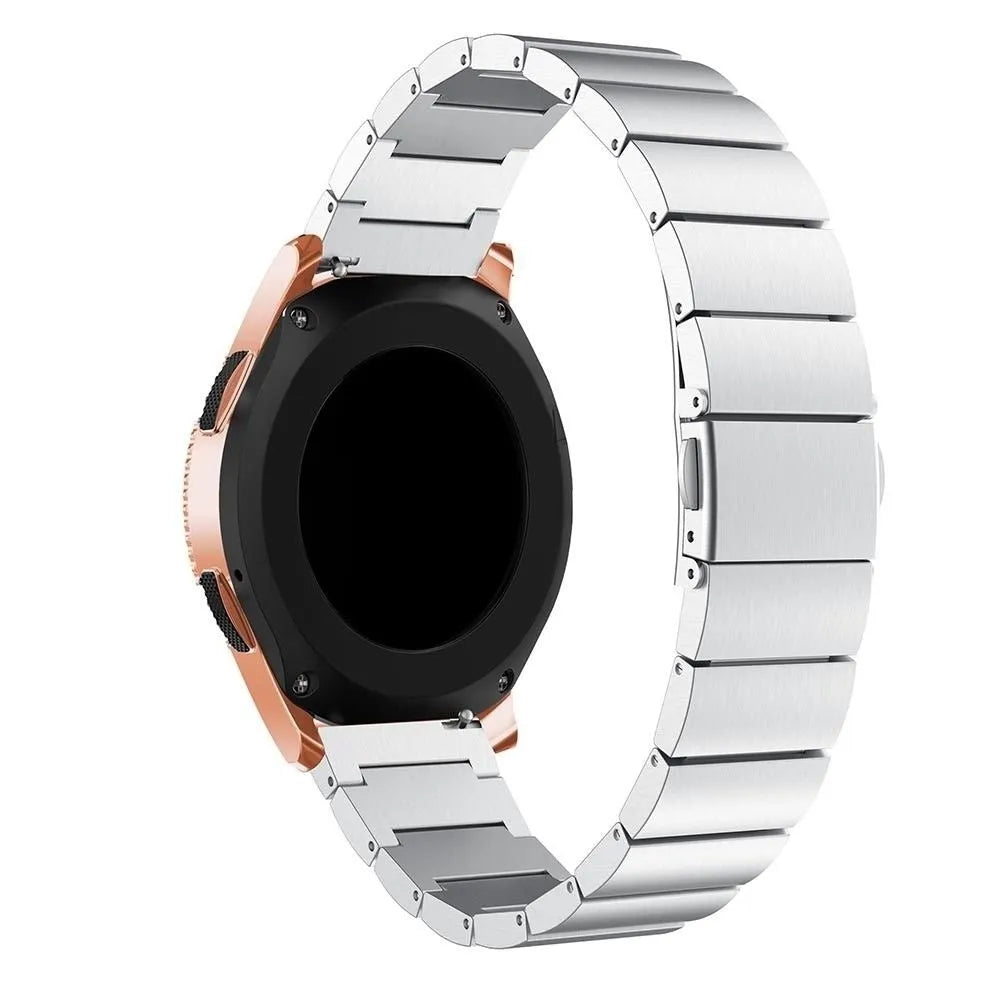 Premium Metal Strap, silver, on a watch, 3/4 rear view