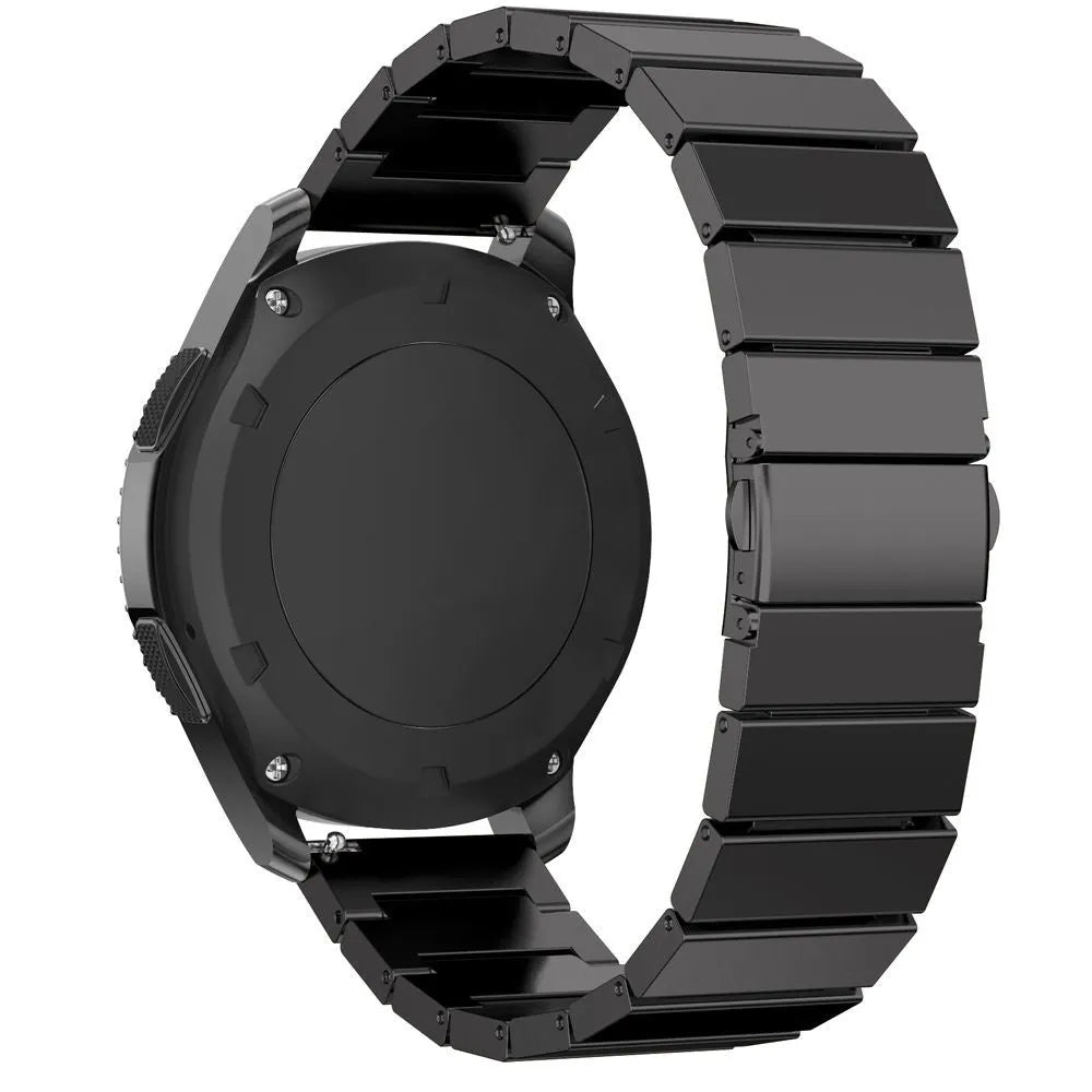 Premium Metal Strap, black, on a watch, 3/4 rear view