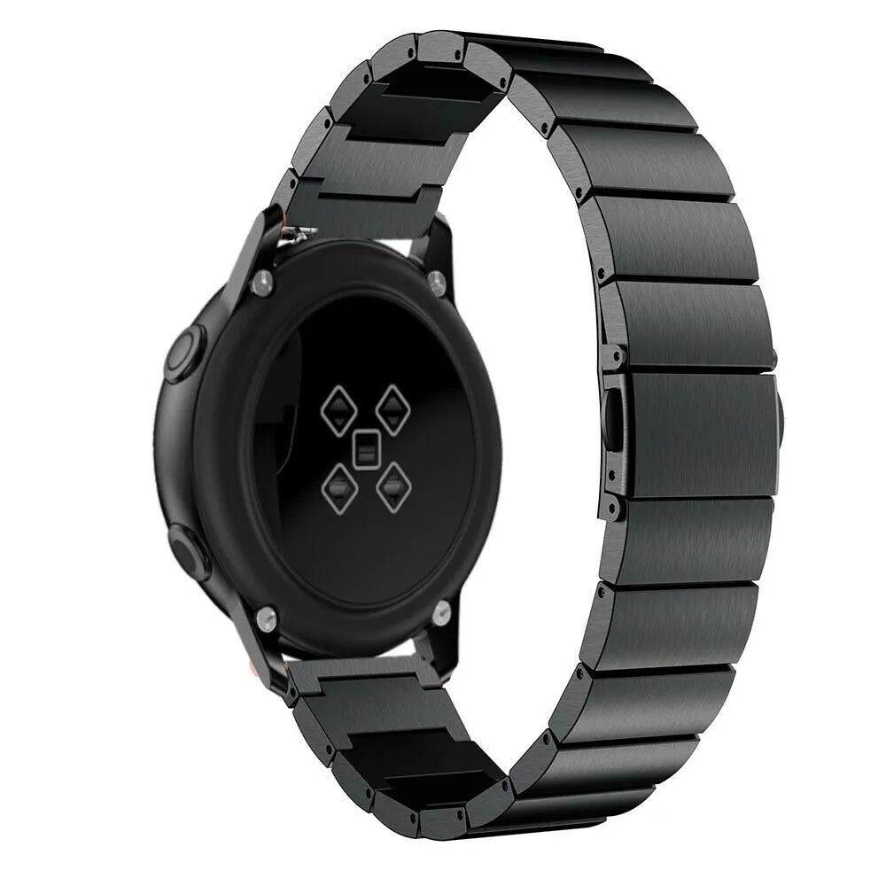 Premium Metal Strap, black, on a watch, 3/4 rear view