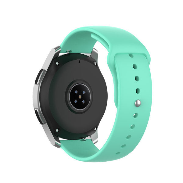 Silicone Sport Strap, aqua, on a watch, 3/4 rear view