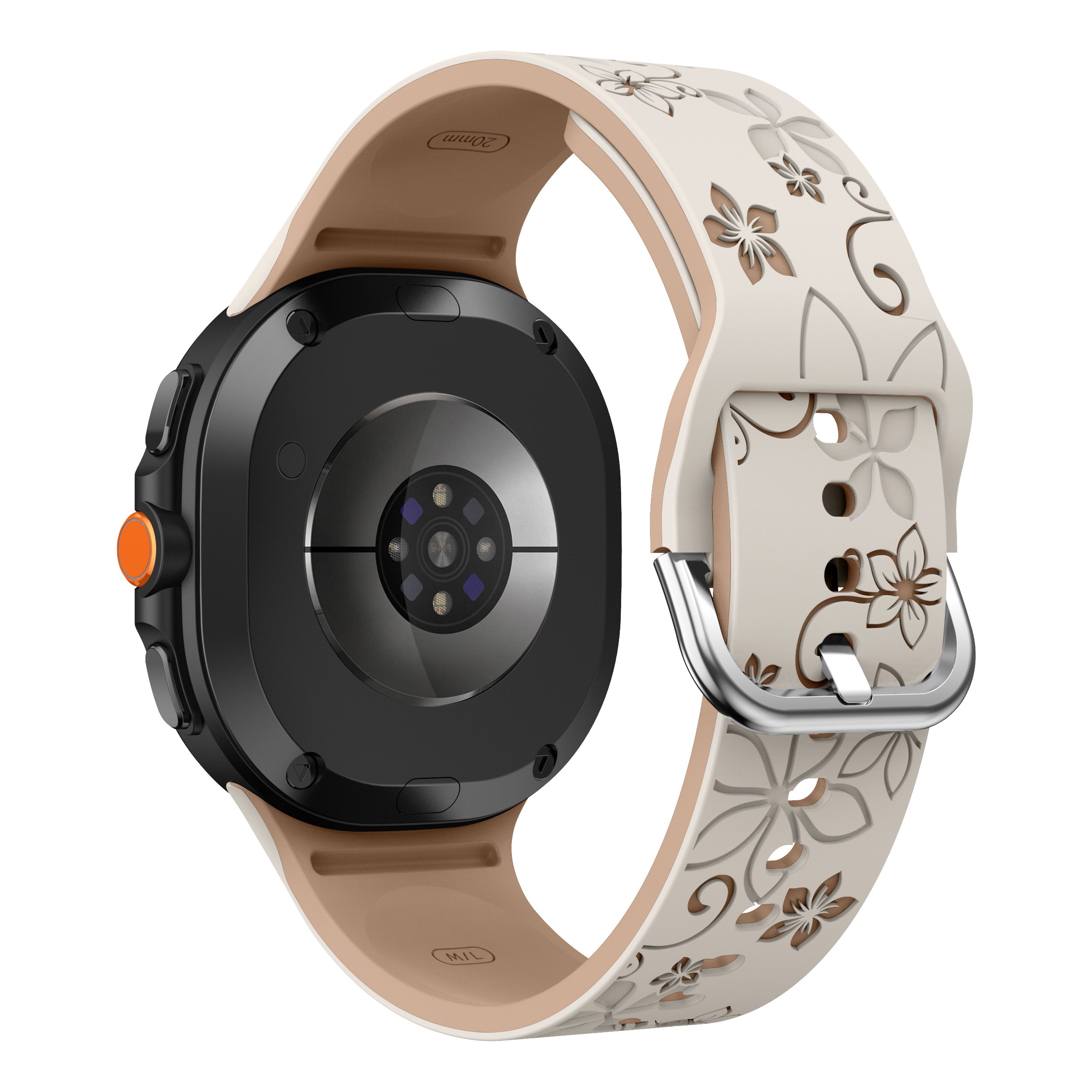 Samsung Galaxy Watch 8 - 40mm Flower Silicone Strap (Starlight/Beige)