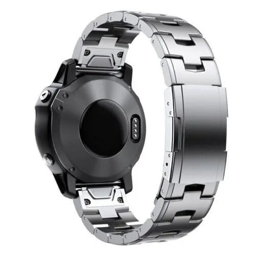 Titanium Strap, silver, on a watch, 3/4 rear view