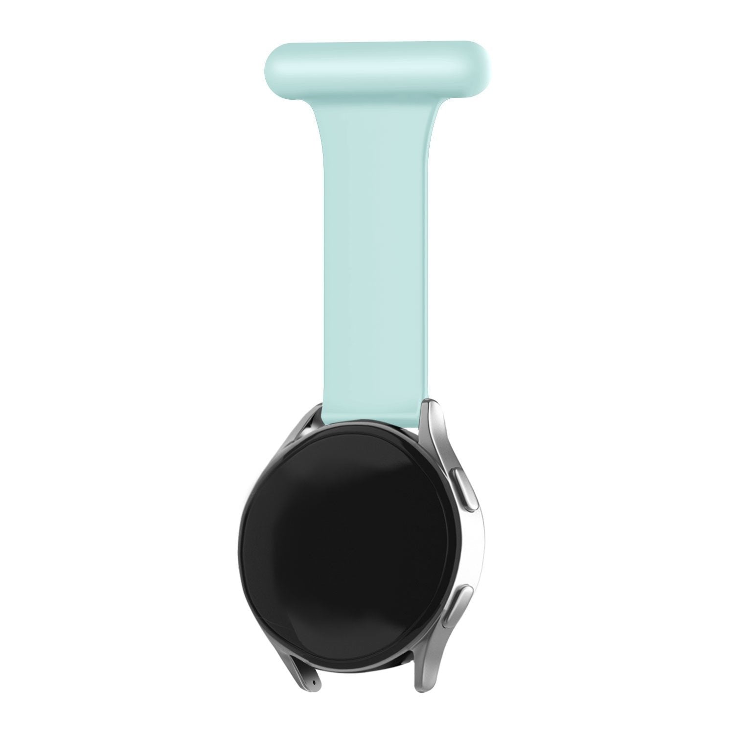 Silicone Nurse Fob, light green, on a watch, direct front view