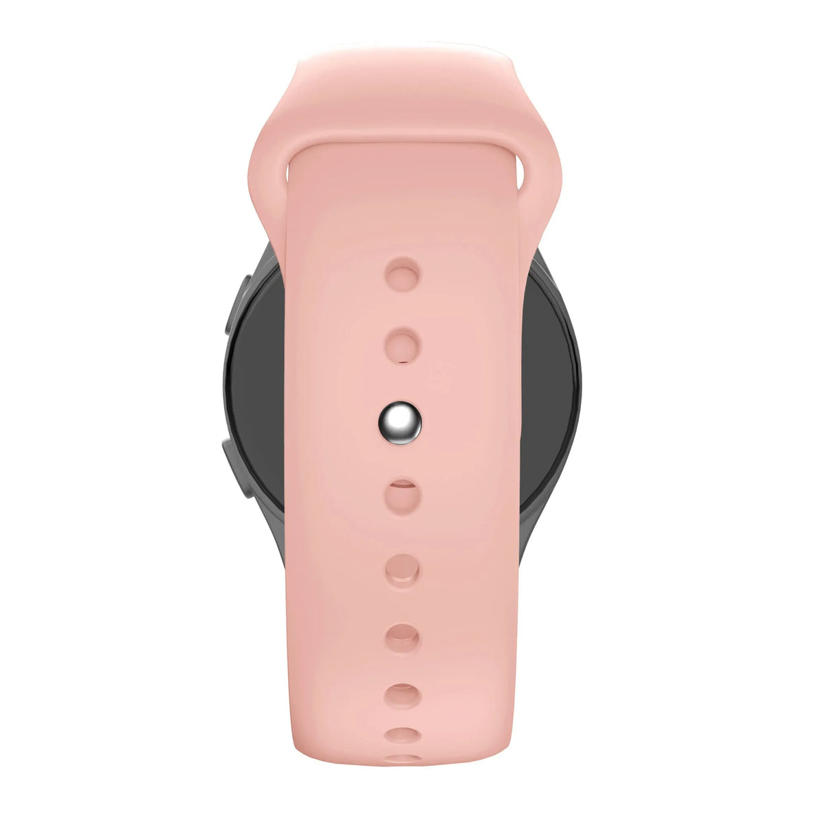 Silicone Sport Strap 'Deluxe', light pink, on a watch, direct front view