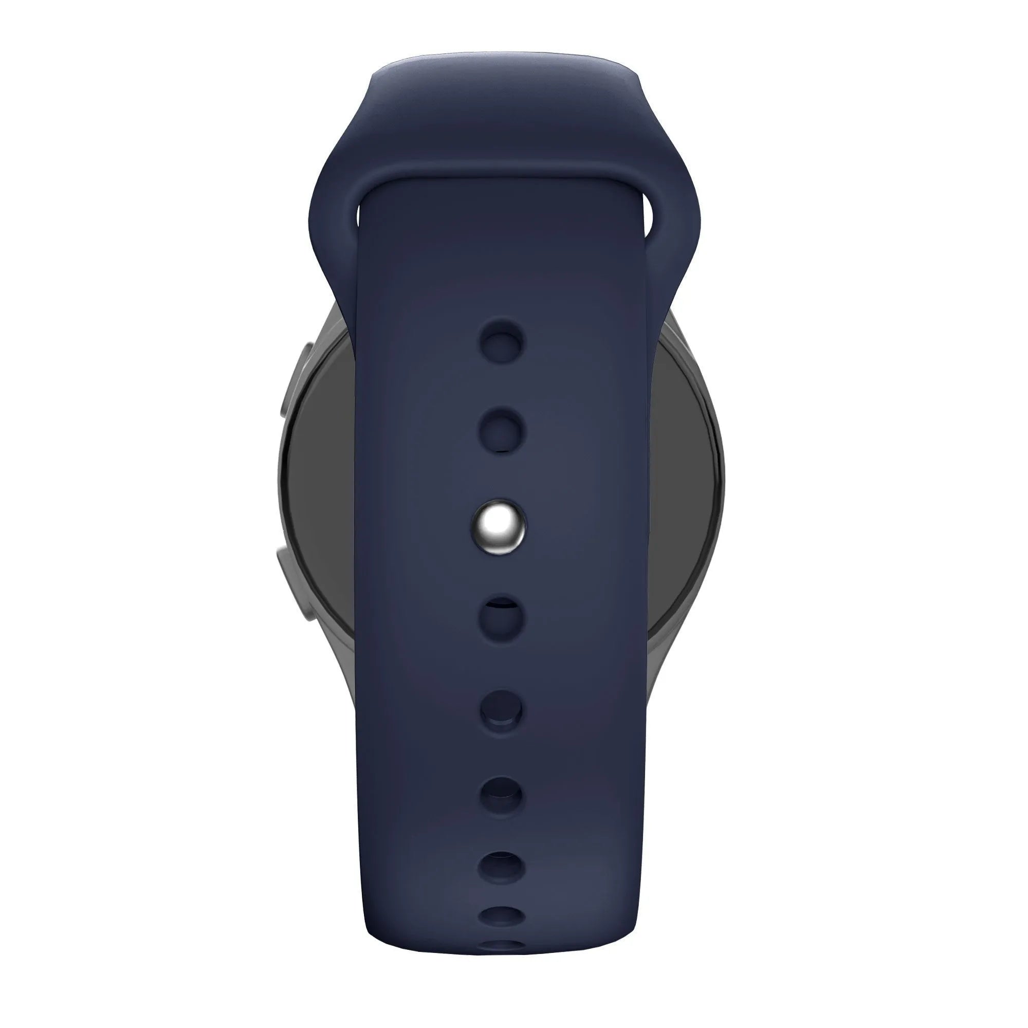 Silicone Sport Strap 'Deluxe', dark blue, on a watch, direct front view