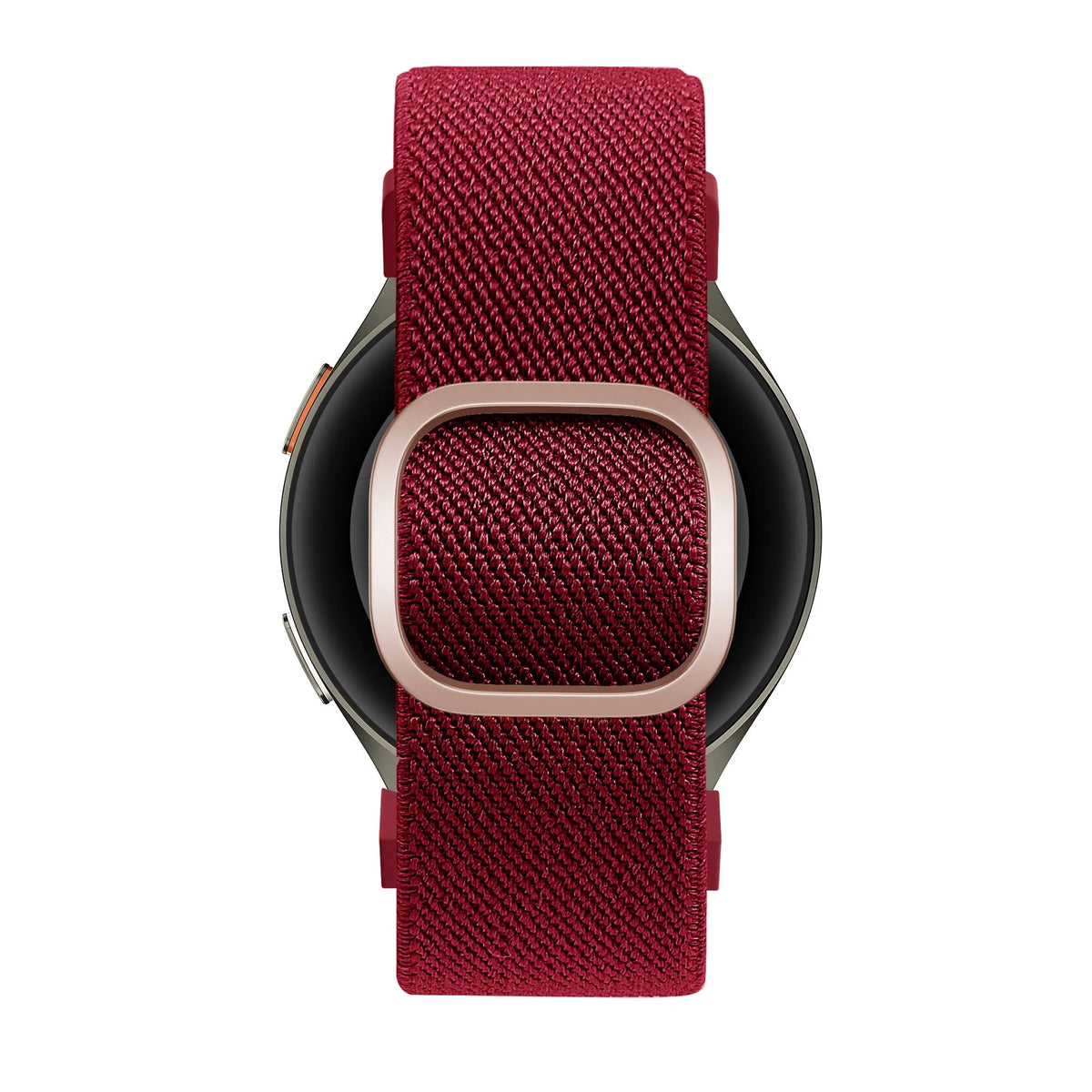 Nylon Elastic Strap 'Easy Fit', red, on a watch, direct front view