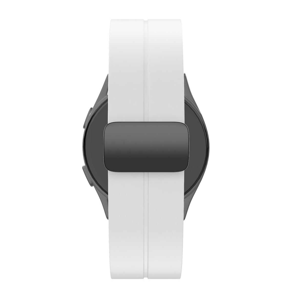 D-Buckle Silicone Strap, white, on a watch, direct front view