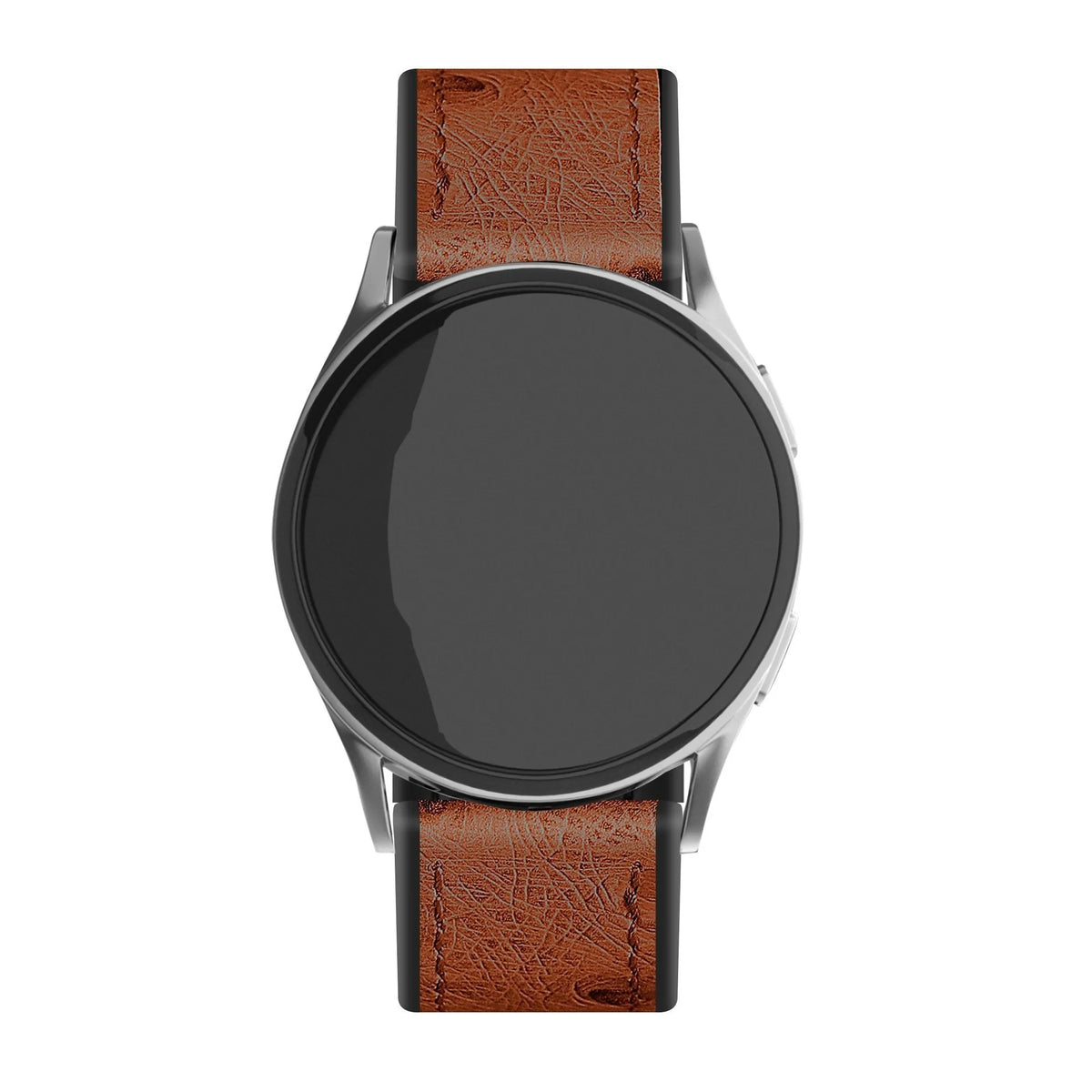 Leather Hybrid Strap, brown, on a watch, direct front view