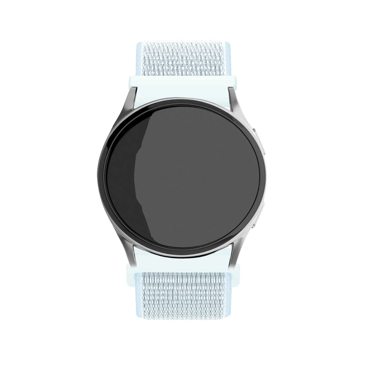 Nylon Strap, light cyan, on a watch, direct front view