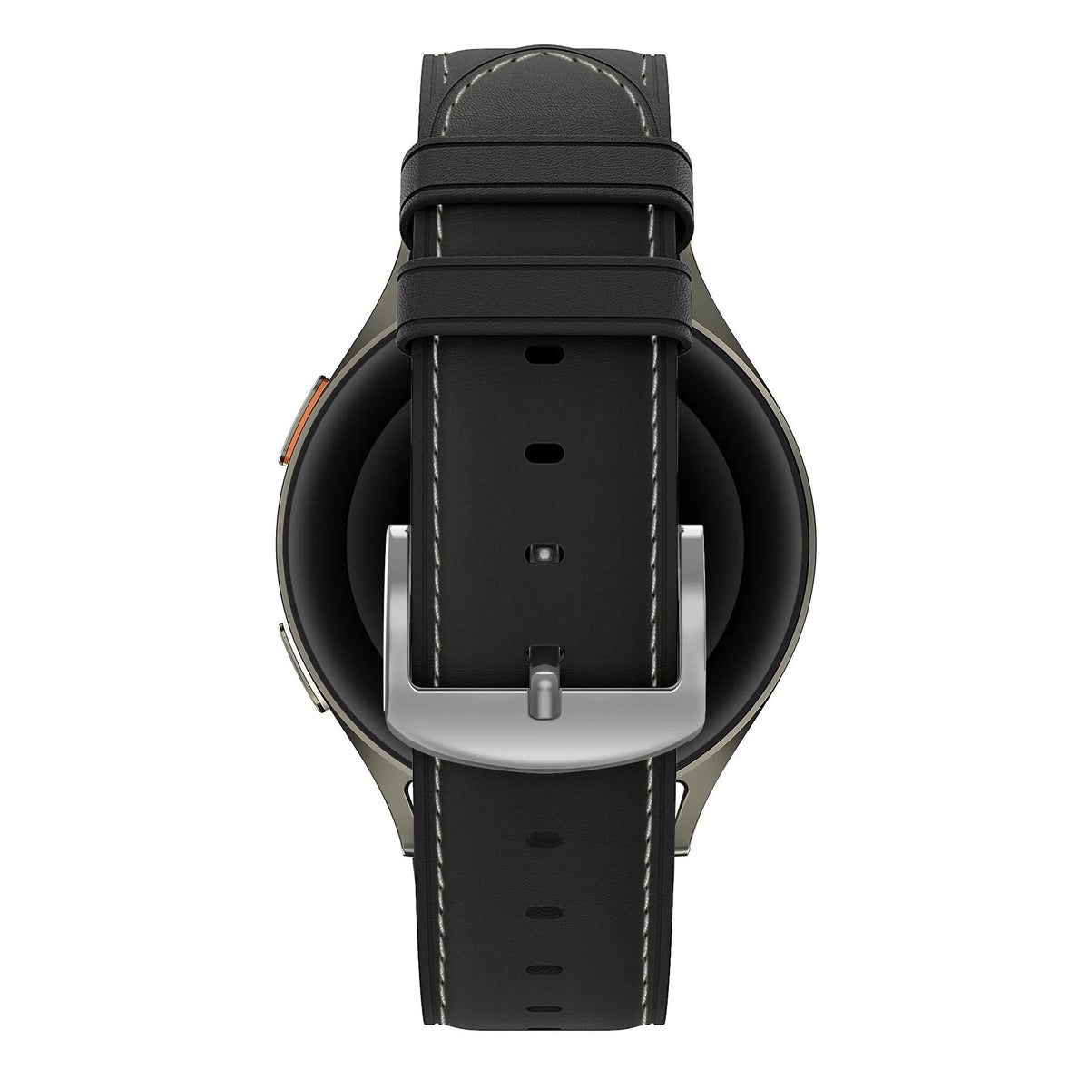 Leather Strap 'Easy Fit', black, on a watch, direct rear view