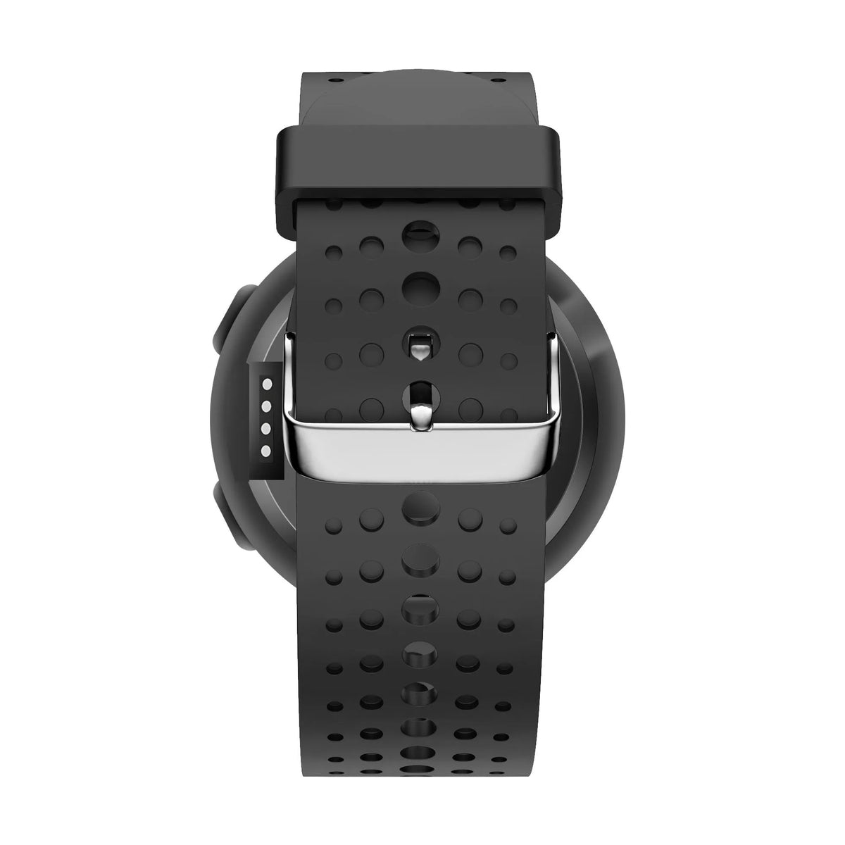 Silicone Strap 'Classic', black, on a watch, direct rear view
